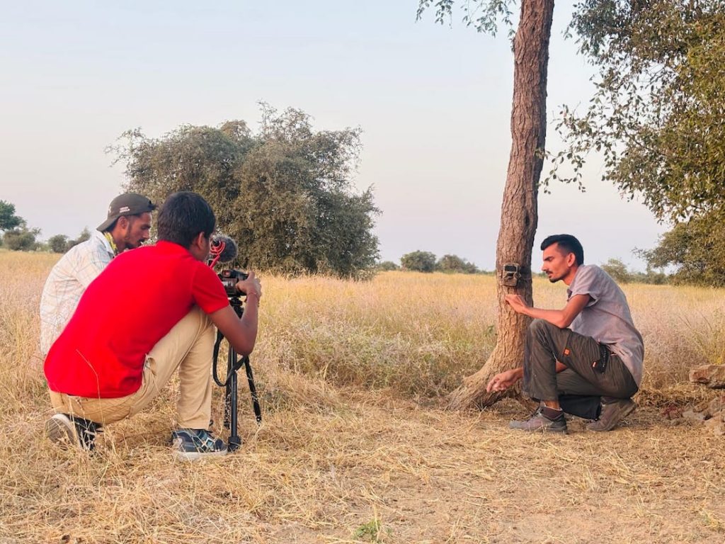 Green Hub fellows at work in the Thar Desert to cover the conservation and research work done by BNHS in the Thar Desert.