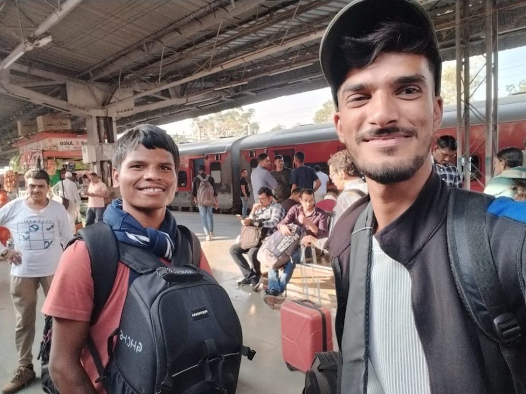 Ganesh and Priyanshu travelling to the BNHS field site for filming conservation stories.