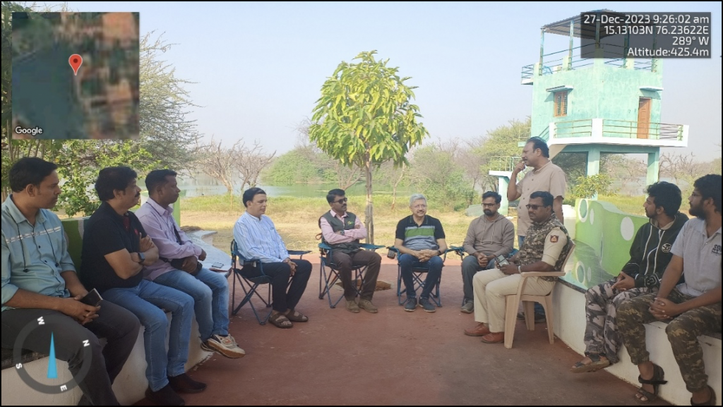 Mr. Anand Babu (standing) described the history of the lake and the work done by GreenHBH at Anksamudra to the members.