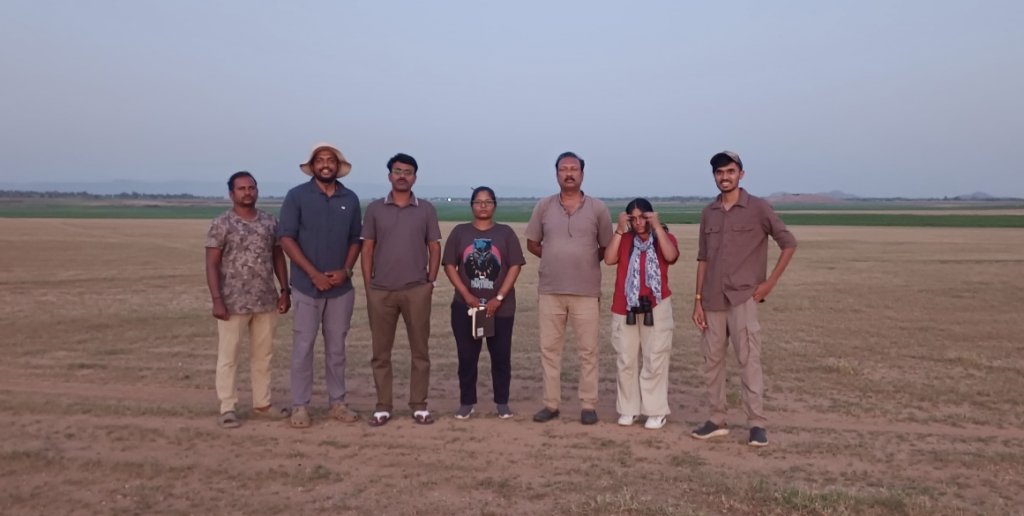 Team BNHS and GreenHBH during a field visit to TB dam backwater.